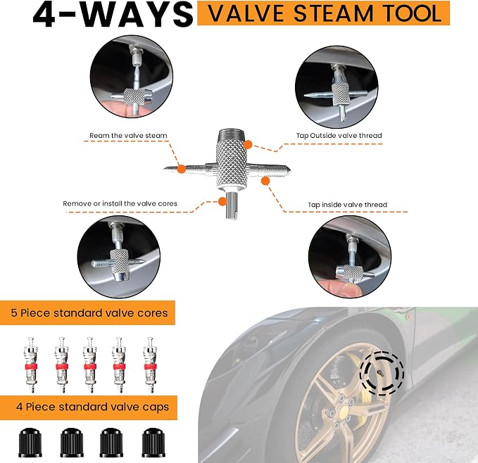 GRAND PITSTOP 27 Pcs Universal Tire Repair Kit, Heavy Duty Car Emergency Tool Kit for Flat Tire Puncture Repair, Compact Kit for Autos, Cars, Motorcycles, Trucks, RVs, etc. (15 Strips)