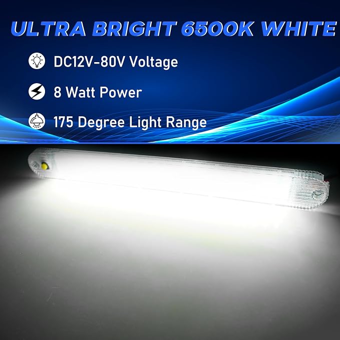 12V Led Interior Light Bar with ON/Off Switch 6500K White 11Inch, 4 Packs | 72Led 12V 24V for Enclosed Cargo Trailer RV Van Truck Lorry Camper Caravan Motorhome
