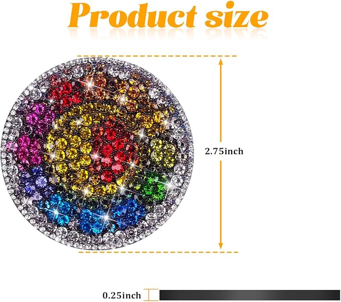 Bling Car Cup Holder Coaster, 2PCS 2.75 Inch Crystal Rhinestone Anti Slip Vehicle Drink Cup Mat for Women Girls, Auto Interior Embedded in Ornaments. Universal for SUV RV Truck (Sunflower)