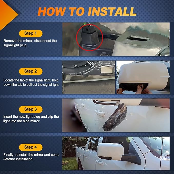 Nilight Side Mirror Marker Light Switchback Amber Turn Signals White Puddle Lights Smoked Lens Plug and Play Compatible With 2009-2018 Ram 1500 2500 3500 2009-2022 Classic
