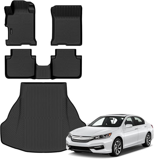 Auxko All Weather Floor Mats Cargo Mat for Honda Accord Sedan 2013 2014 2015 2016 2017 TPE Liners All Season Accessories Guard Odorless Anti-Slip Floor Liners Trunk Tray