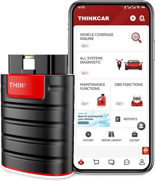 Thinkdiag OBD2 Scanner Bluetooth ECU Function Bidirectional Diagnostic Tool | Thinkcar Full System Automotive Scanner OE Level Car Code Reader for iOS & Andriod 15+ Resets, FCA AutoAuth, Active Test