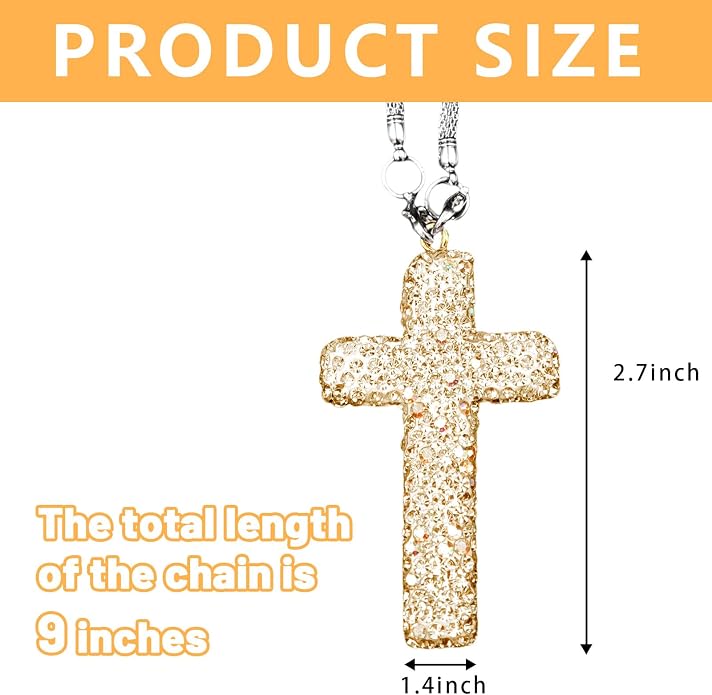 Bling Car Rear View Mirror Accessories Hanging Pendant,Cross Crystal Rhinestone For Car Mirror Hanging,Double-Sided Cross Diamond Religious,Interior Men Women Car Accessories