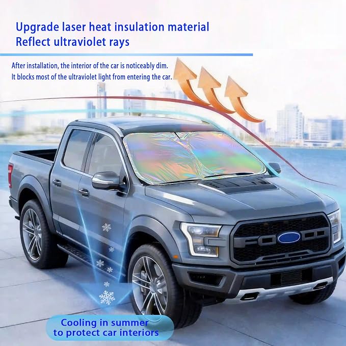 Window Shades for Car Windshield - Foldable Car Window Shades, 210T Reflective UV Block Sun Visor, Keep Vehicle Cool in Summer Heat, Universal Fit for Cars, SUVs and Trucks, Easy to Install & Store
