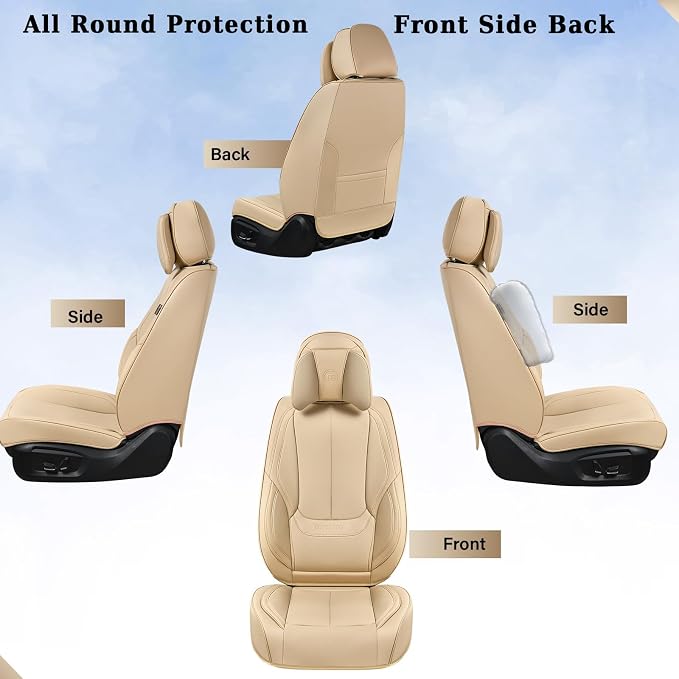 Coverado Car Seat Covers, Seat Covers for Cars, Waterproof Leather Auto Seat Protectors, Leather Car Seat Cushion, Car Interiors Accessories Universal Fit for Most Cars
