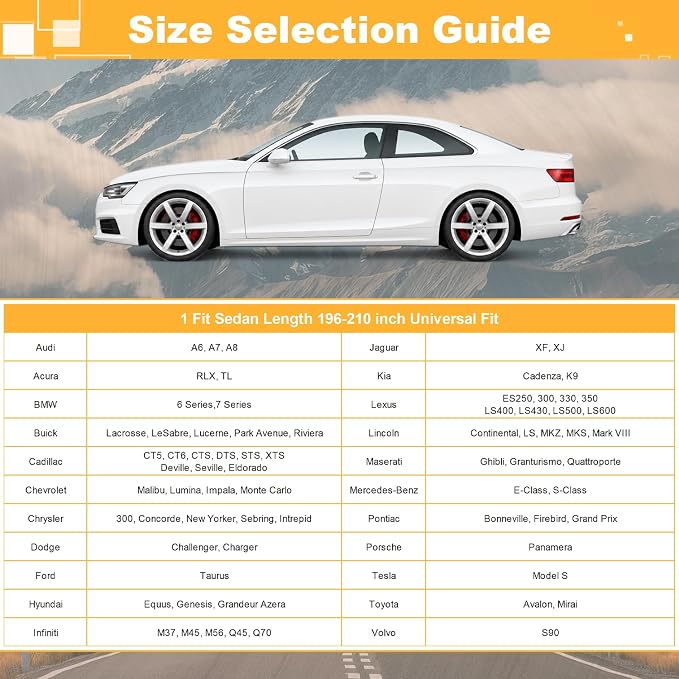 GUNHYI 16 Layers Car Cover Waterproof All Weather, Heavy Duty Outdoor Car Cover Universal Fit Sedan Toyota Avalon, Ford Taurus, Lincoln MKS/Continental, BMW 740i, Mercedes Benz S Class etc.
