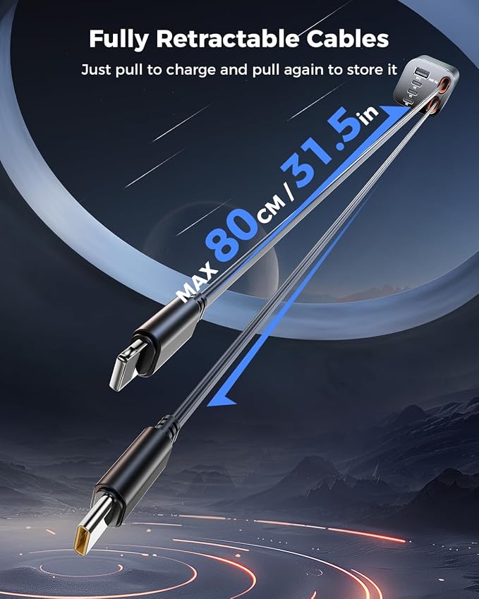 [Upgraded] 6 in 1 Retractable Car Charger, SUPERONE Smaller Fast Car Phone Charger 69W with Cord, USB C and iPhone Car Charger Adapter, Compatible iPhone 17/17 Pro Max/16/15/14/13/12/11, Sumsung