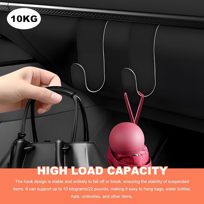 2 PCS Car Co-Pilot Glovebox Hooks, Anti-Scratch Leather Auto Glove Box Storage Hangers, Vehicle Glovebox Organizer Passenger Seat Hanging Hooks for Handbag Purse Umbrellas (Orange)