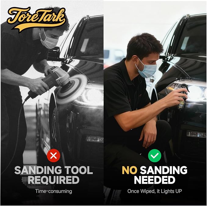 Restoration Kit for Headlight & Plastic – Complete Exterior Renewal Set with Headlight Restoration Kit + Plastic Restorer for Cars – Restores Foggy Headlights & Faded Trim – Auto Detailing for Cars SU