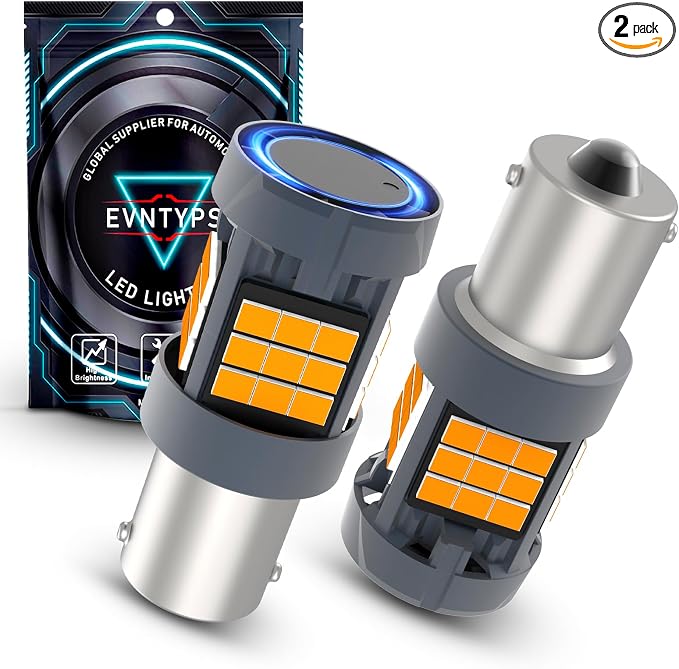 7506 LED Bulb Amber With Built in Load Resistor 1156 Turn Signal Lights Anti Hyper Flash CANBUS Error Free,1141 BA15S 1003 P21W 1156A LED Bulb,2pcs