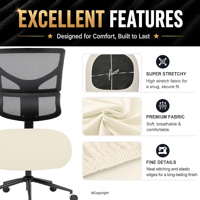 DIVA EN CAMINO DEC Stretchable Desk Office Chair Seat Cushion Covers - Universal Spandex Computer Chair Slipcover - Removable Washable Cushion Protectors for Dogs, Cats, Pets