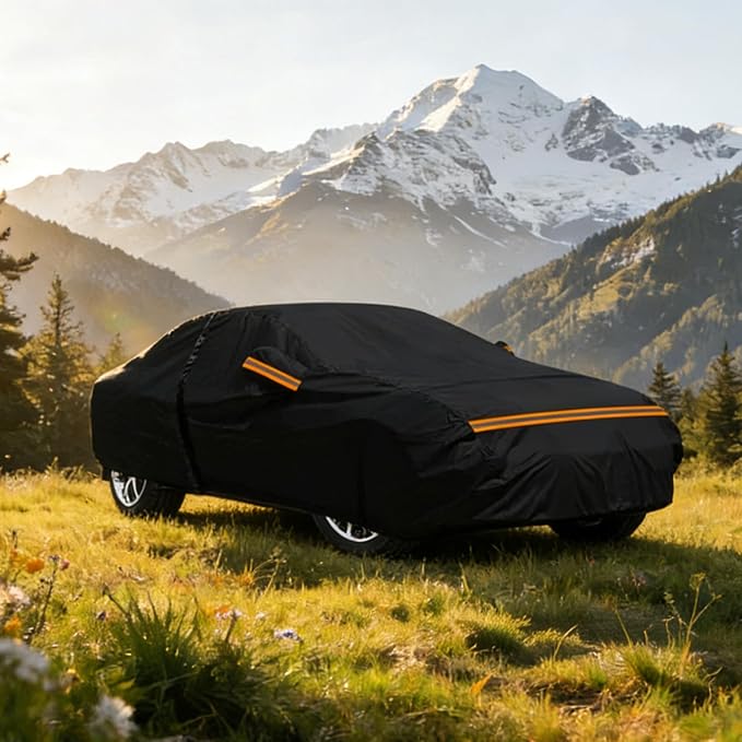 600D Heavy Duty Car Cover Custom Fit for Mazda MX-5 1990-2025, Waterproof Outdoor Full Car Cover with Door Zipper, Windproof Snowproof Hail Protection, Black