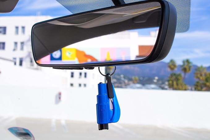 resqme The Original Emergency Keychain Car Escape Tool, 2-in-1 Seatbelt Cutter and Window Breaker, Made in USA, Pack of 12, Yellow - Compact Emergency Hammer