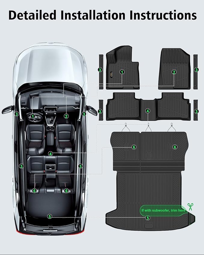 Floor Mats & Cargo Mat with Backrest Mat Custom for Hyundai Tucson 2022-2025 2026 Fuel (Not for Hybrid), Door Sill Guards, All Weather TPE Full Set Floor Liners Trunk Mat for Tucson Accessories