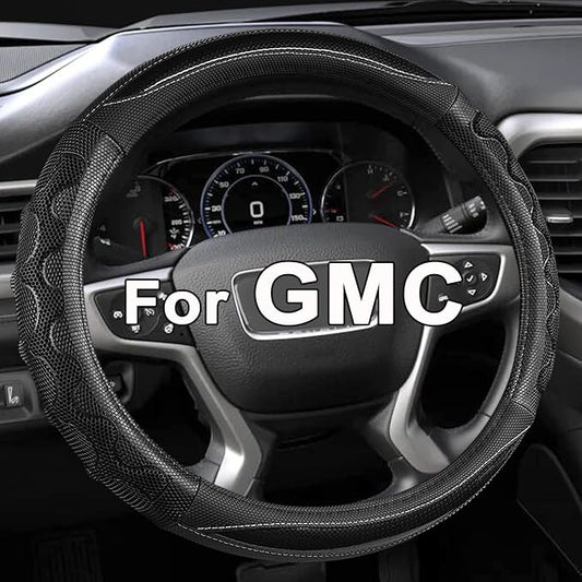 GIANT PANDA Steering Wheel Cover for GMC Sierra Acadia Terrain Yukon(3D Honeycomb-Black-Standard Size)