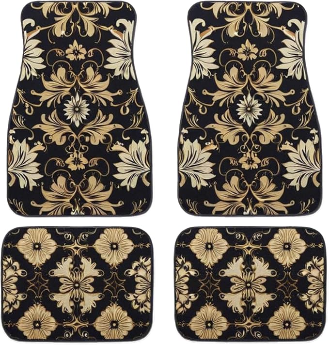 Car Floor Mats Non-Slip Automotive Floor Mats All-Weather Front Rear Car Floor Foot Mat Sets of 4 Pieces Foot Mats Rugs Carpet for Car Trucks SUV Sedans (TengWan 02)