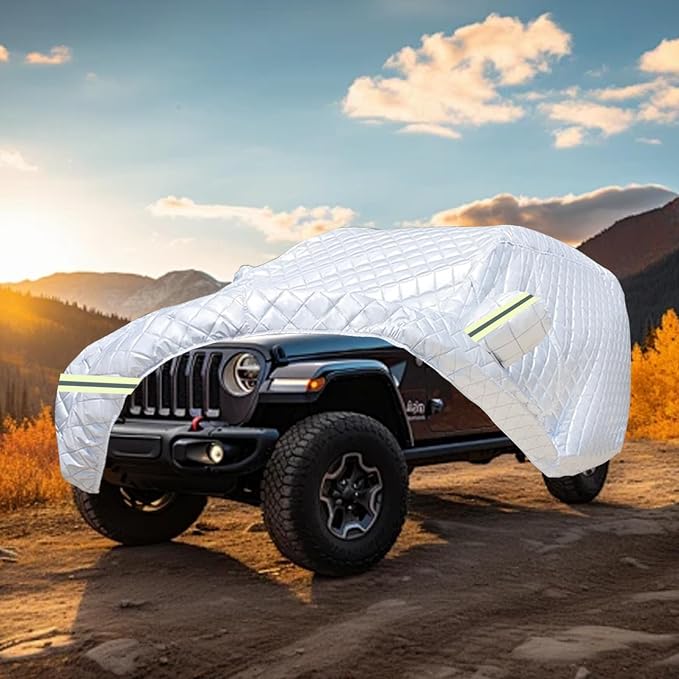 5 Layers Waterproof Car Covers for Trucks All Weather Season UV Protection Rainproof Outdoor Full Cover Universal Fit Truck Length Up to 242", Max Cab Length 146"