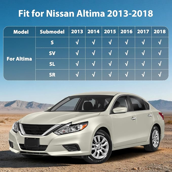 Floor Mats for Nissan Altima 2013-2018, Custom Fit TPE Liners | All Weather Waterproof Floor Mats with Cargo Liner, Heavy Duty Anti-Slip TPE Rubber Protection, Full Set Front & Rear