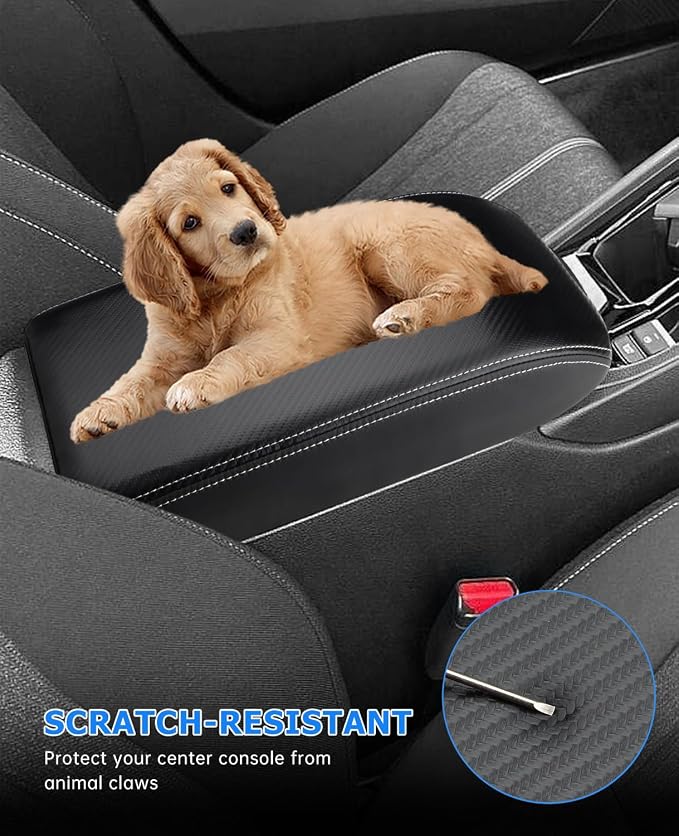 INTGET for 2026 Honda Accord Accessories 2023 2024 2025 Center Console Armrest Cover Leather Car Arm Rest Box Lid Middle Console Seat Cover Protector (Carbon Fiber, 2023+)