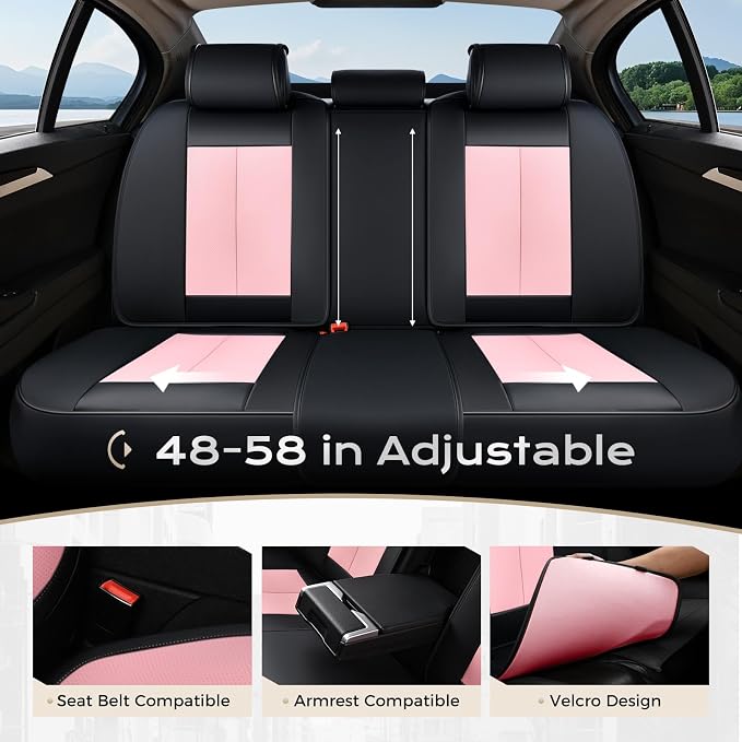 Coverado Car Seat Covers, Seat Covers for Cars, Waterproof Leather Auto Seat Protectors, Leather Car Seat Cushion, Car Interiors Accessories Universal Fit for Most Cars
