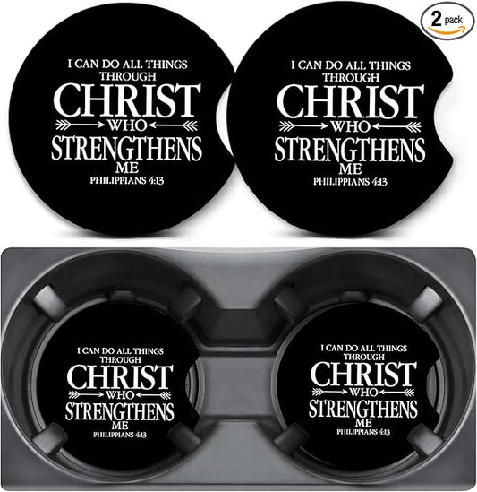 2 Pack Christ Car Coasters for Cup Holders,Neoprene Anti Slip Mat | 2.75" Universal Size,Auto Rubber Drink Coasters Decor Car Accessories Interior CHRIST Gifts for Women Men