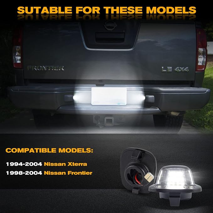 POPMOTORZ LED License Plate Lights Assembly Compatible With 1994-2004 Nissan Xterra & 1998-2004 Nissan Frontier - Powered by 18SMD, White