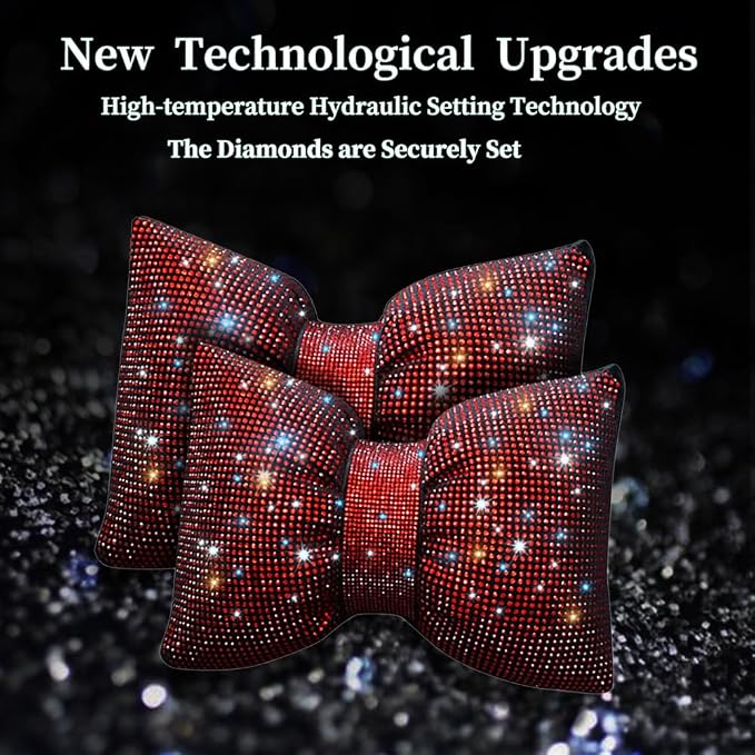 Women's Neck Pillow for Car Seat Bling Headrest Red Bling Accessories Auto Headrest Cushion Rhinestone Head and Neck Rest Cushion Crystal Diamon Red 2Pcs