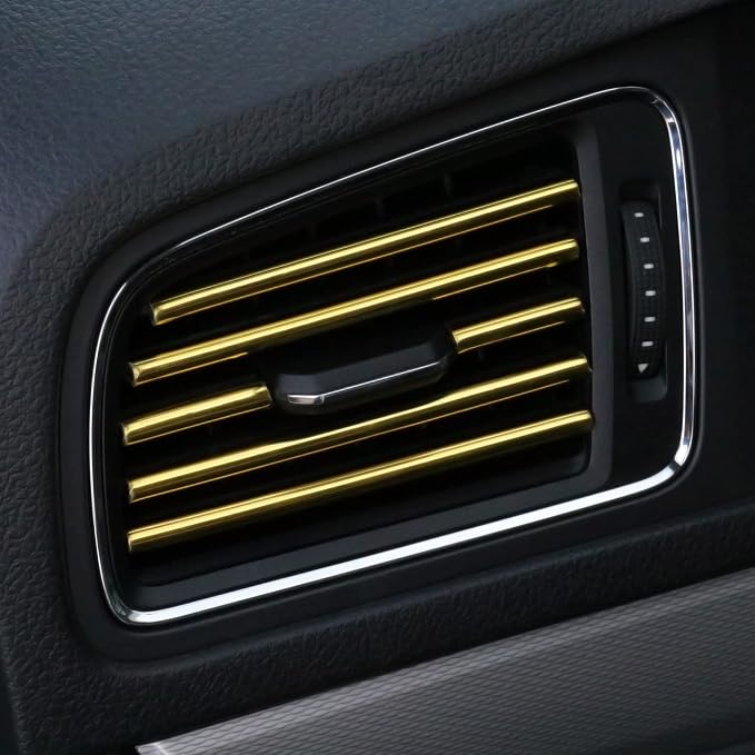 LivTee 20 Pieces Car Air Conditioner Decoration Strip for Vent Outlet, Universal Waterproof Bendable Air Vent Outlet Trim Decoration, Car Interior Accessories (Gold)