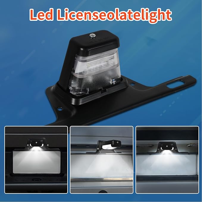 LED License Plate Light Waterproof 12V DC License Tag Light, Steel Bracket Mount with Holder Drainage Hole, 12V DC Waterproof Universal Submersible Tag Lamp for Car Semi Truck RV