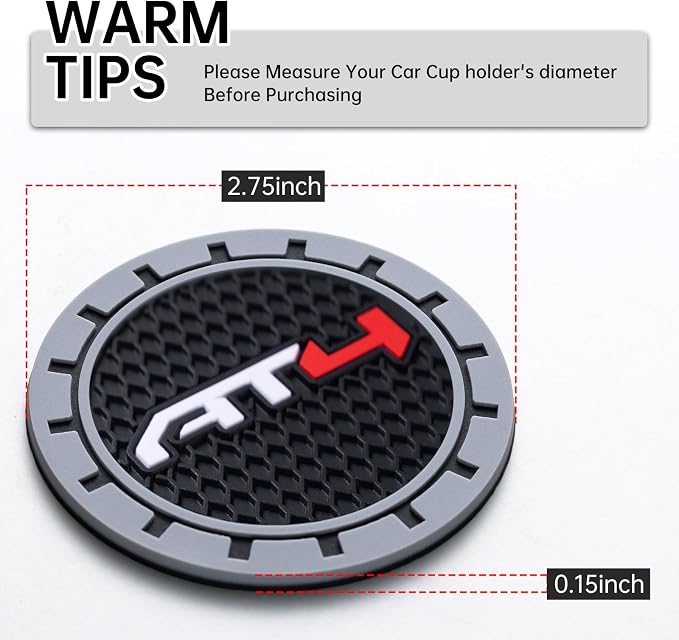 Car Cup Coaster, 2PCS Universal Non-Slip Cup Holders, Compatible with GMC AT4 Car Cup Holder Coasters，Car Drink Coaster Holder Accessory, Black