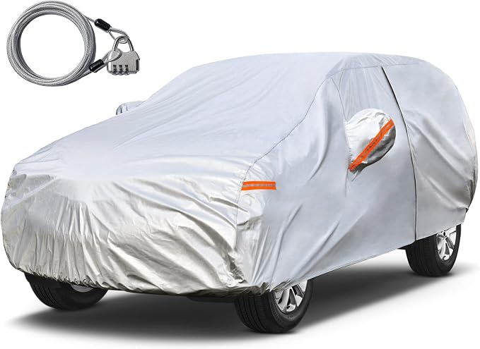 Kayme SUV Car Cover Waterproof All Weather with Lock and Zipper, Outdoor Sun Uv Rain Protection, Fit SUV Jeep (182 to 190 Inch) H5