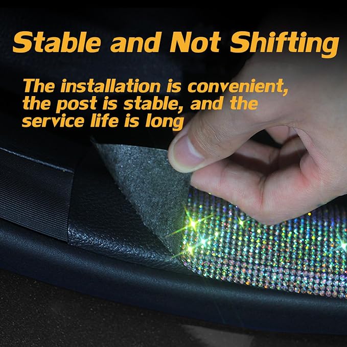Car Door Sill Protector with Bling Rhinestones 2PCS Car Door Edge Guard Door Sill Scuff Cover Protectors Anti-Scratch Strip Sticker Car Door Bumper Protector 1.96"x 23.62" (Colorful)
