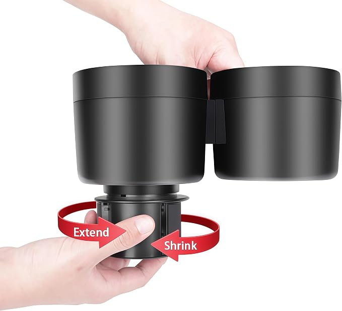 Car Cup Holder Expander, 2 in 1 Cup Holder Expander with Adjustable Base, Cup Holder Insert for 10-46 OZ Bottles, Cups, Extra Automotive Cup Holder for Car Fits for Yeti, Hydroflask, Car Accessories