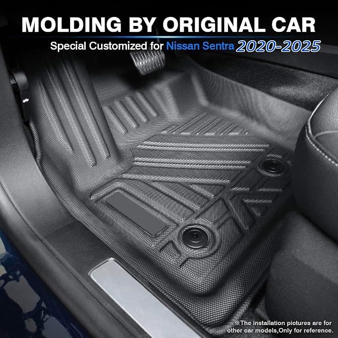 KUST Custom Fit Floor Mats for 2020-2025 Nissan Sentra Accessories (Not for 2026), All Weather Floor Liners Front Rear 2 Rows Car Mats, TPE Rubber, Raised Edge