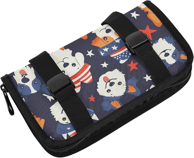 Car Visor Tissue Holder Mask Holder for Car, Car Tissue Box Sun Visor Napkin Holder Car Visor Accessories Adjustable Straps Reusable Durable Easy to Install July 4th Cute Dogs Blue