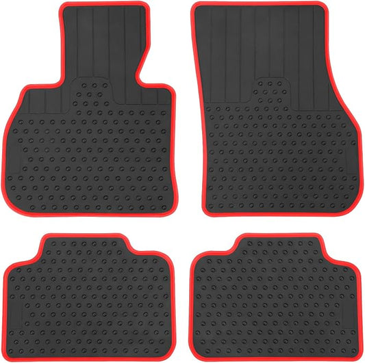 Car Floor Mats Custom Fit for Mini Countryman F60 2017-2024 Black Red Rubber All Weather Protection Auto Floor Liners Heavy Duty Odorless