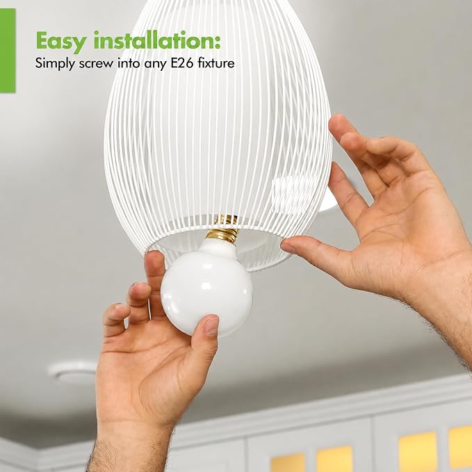 (4 Pack) G25 Incandescent Incandescent Light Bulb 2700K Soft Light, Decorative Globe Light Bulbs,E26 Medium Base, Perfect for Pendant Bathroom/Vanity Mirror Makeup, Dimmable. (White-Finish, 25-Watt)