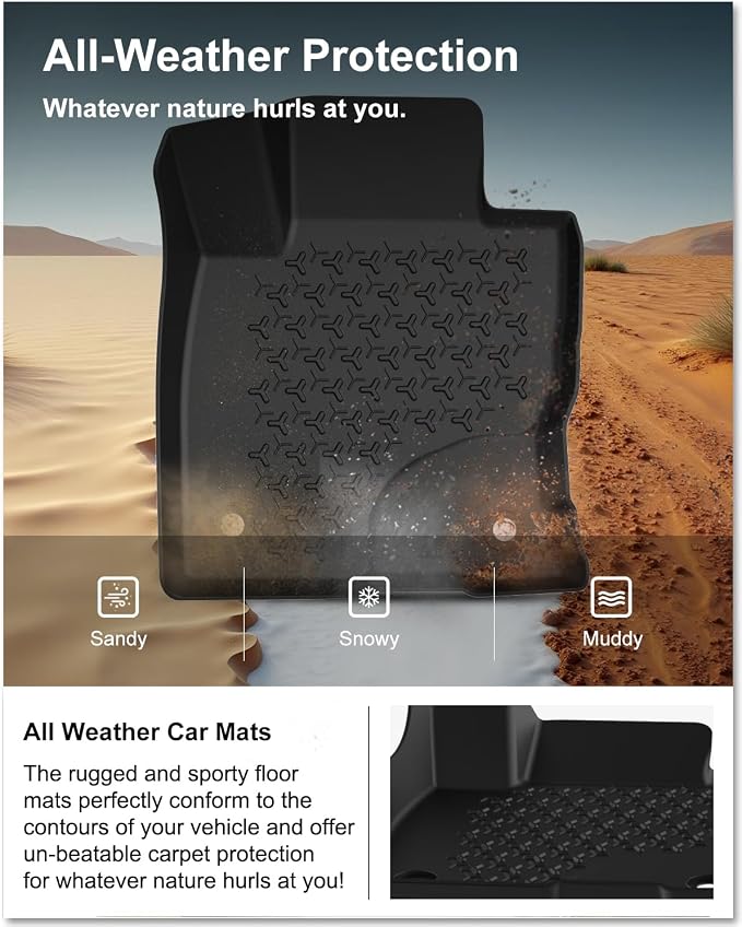 Kiwi Master Floor Mats for 2021-2026 Ford Bronco Sport | OEM Replacement MP1Z-7813300-AA, Custom Fit, All Weather Car Mats, Heavy Duty TPE Floor Liners, Front & Rear 2 Row Set, Black