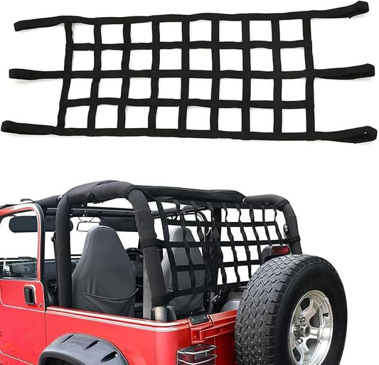 Mesh Cargo Net Roof Top Netting Hammock for Jeep Wrangler YJ TJ JK JKU JL JLU 1987-2024 & Gladiator JT Accessories, Small Cargo Nets Black