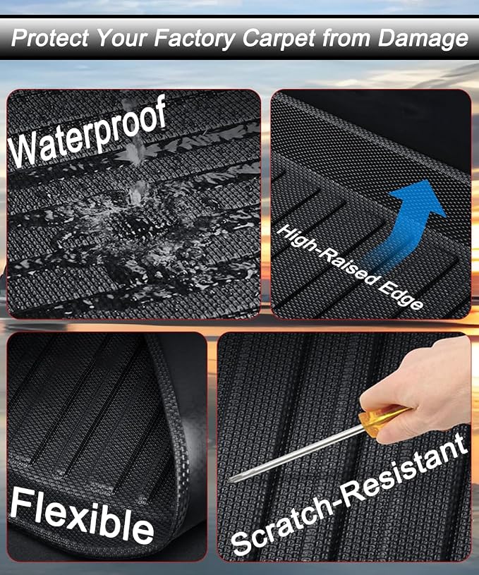 Aiqiying Floor Mats＆Cargo Liners Compatible with Toyota Camry 2012-2017 Modelss，All Weather Waterproof Durable Custom-Fit Trunk Tray Front Rear Rows Full Set Carpet Protection TPE Accessories