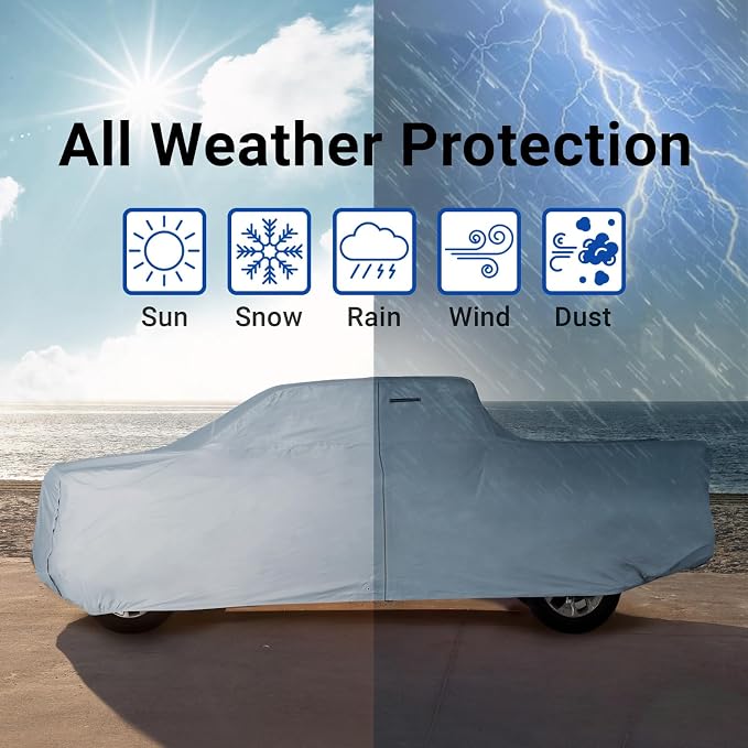 iCarCover 18-Layer Premium Truck Car Cover Waterproof All Weather, Rain Snow UV Sun Protection Full Car Covers, Ram 1500, 2500, 3500, Mega cab 6'4" Standard Bed, Size T89 (See Size Chart)