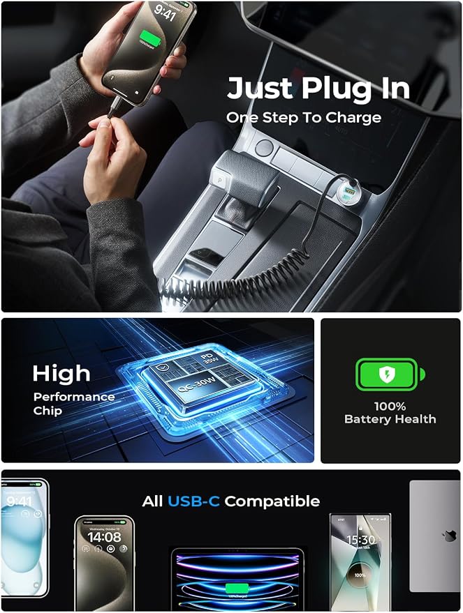 LISEN 90W USB C Car Charger for iPhone 17/16/15 Series | Car Charger USB C Fast Charge Adapter,Super Fast for Men Women, Car Accessories, Compatible with iPhone 17 16 15 Pro Max