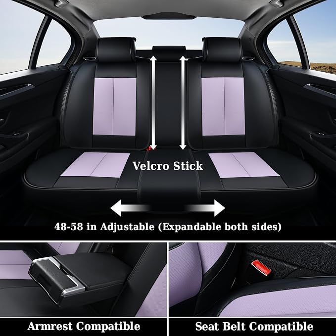 Coverado Car Seat Covers, Seat Covers for Cars, Waterproof Leather Auto Seat Protectors, Leather Car Seat Cushion, Car Interiors Accessories Universal Fit for Most Cars