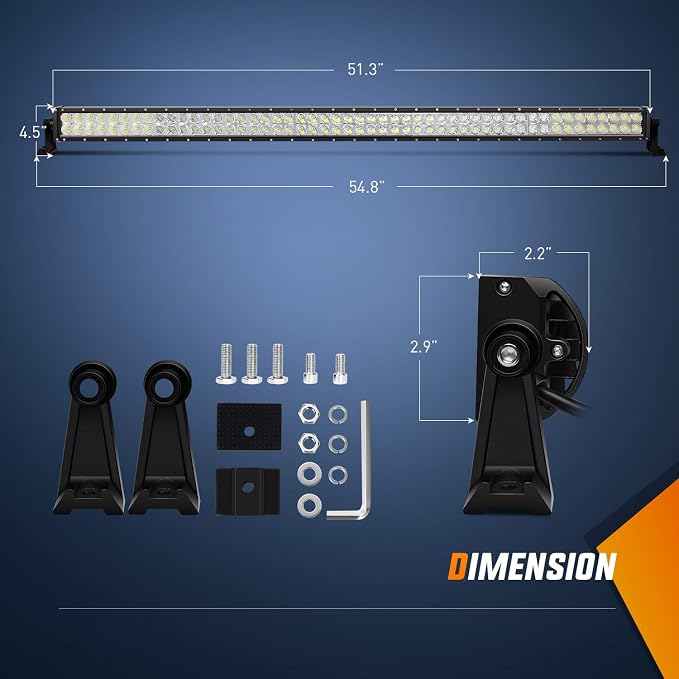 Nilight - 15026C-A LED Light Bar 52Inch 300W Spot Flood Combo LED Driving Lamp Off Road Lights Work Light for Trucks Boat Lamp