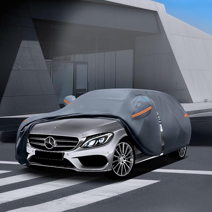 Waterproof Benz CLK 200 280 320 350 430 500 Car Cover with Breathable Vents, [Upgrade] Premium Covers with Cotton Liner and Zipper Door,Sun Rain Snow Dust Uv Protection.(Gift with Towel)