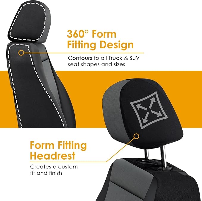 LPI Truck Maverick Heavy Duty Seat Covers for Front Seats; Fits Full-Size SUV or Truck; Includes Front and Rear Storage Pockets, Built-in Molle Style Organizer; Semi-Custom Fit; 2pcs