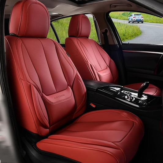 Coverado Car Seat Covers, Seat Covers for Cars, Waterproof Leather Auto Seat Protectors, Leather Car Seat Cushion, Car Interiors Accessories Universal Fit for Most Cars