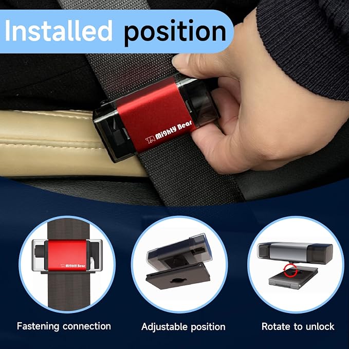 MightY Bear Car Window Breaker Seatbelt Cutter, 2-in-1 Car Emergency Tool, Underwater Glass Breaker for Traffic Accidents and Family Rescue - Red