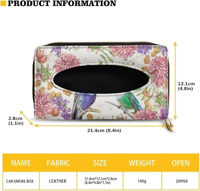 Humming Bird PU Leather Tissue Box Holder Car Visor Accessories Universal Fit Mask Holder for Sedans SUV Vans Trucks