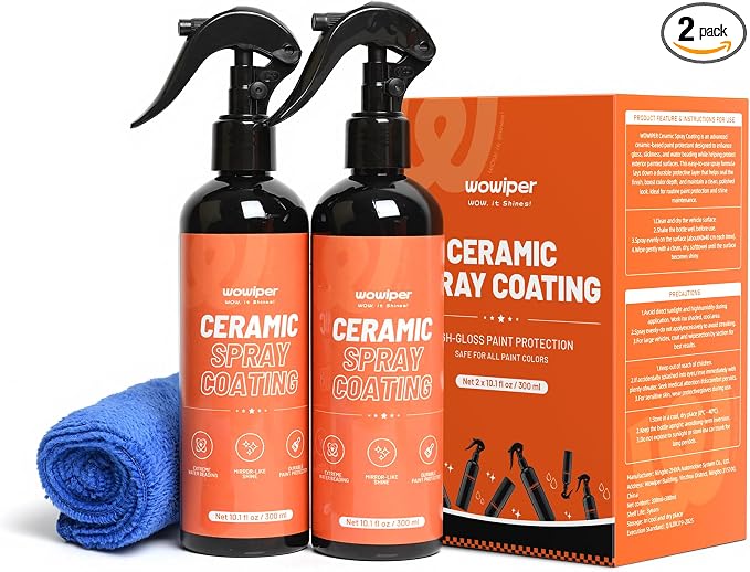 Ceramic Coating for Cars - Quick Effect Spray Coating, Extremely Hydrophobic Car Spray Coating, Easy to Use Coating for Paint Polish & Shine - 2 Pack for Car/Truck/RV/Motorcycle